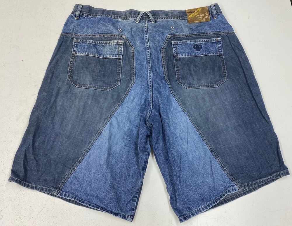 VTG Y2K Pelle Pelle Republica patchwork denim baggy hip-hop jean shorts jorts 48